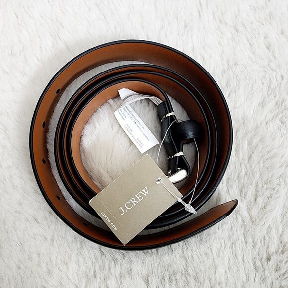 NEW J. Crew Men's Black Leather Round Buckle Dress Belt - Picture 3 of 14